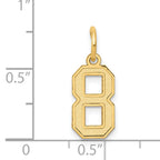 14K Gold Satin Number 8 Charm  Laser Cut, Brushed Finish, Small