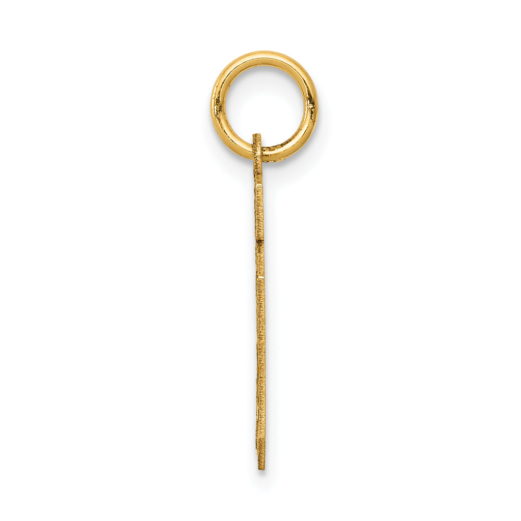 14K Gold Satin Number 10 Charm with Brushed Finish  Small, Elegant Design
