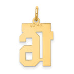 14K Yellow Gold Satin Number 16 Charm with Brushed Finish
