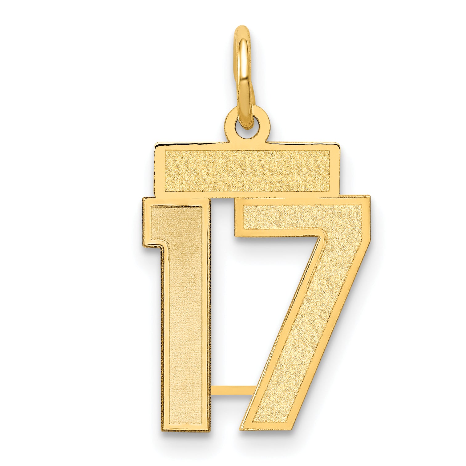14k Small Satin Number 17 Charm