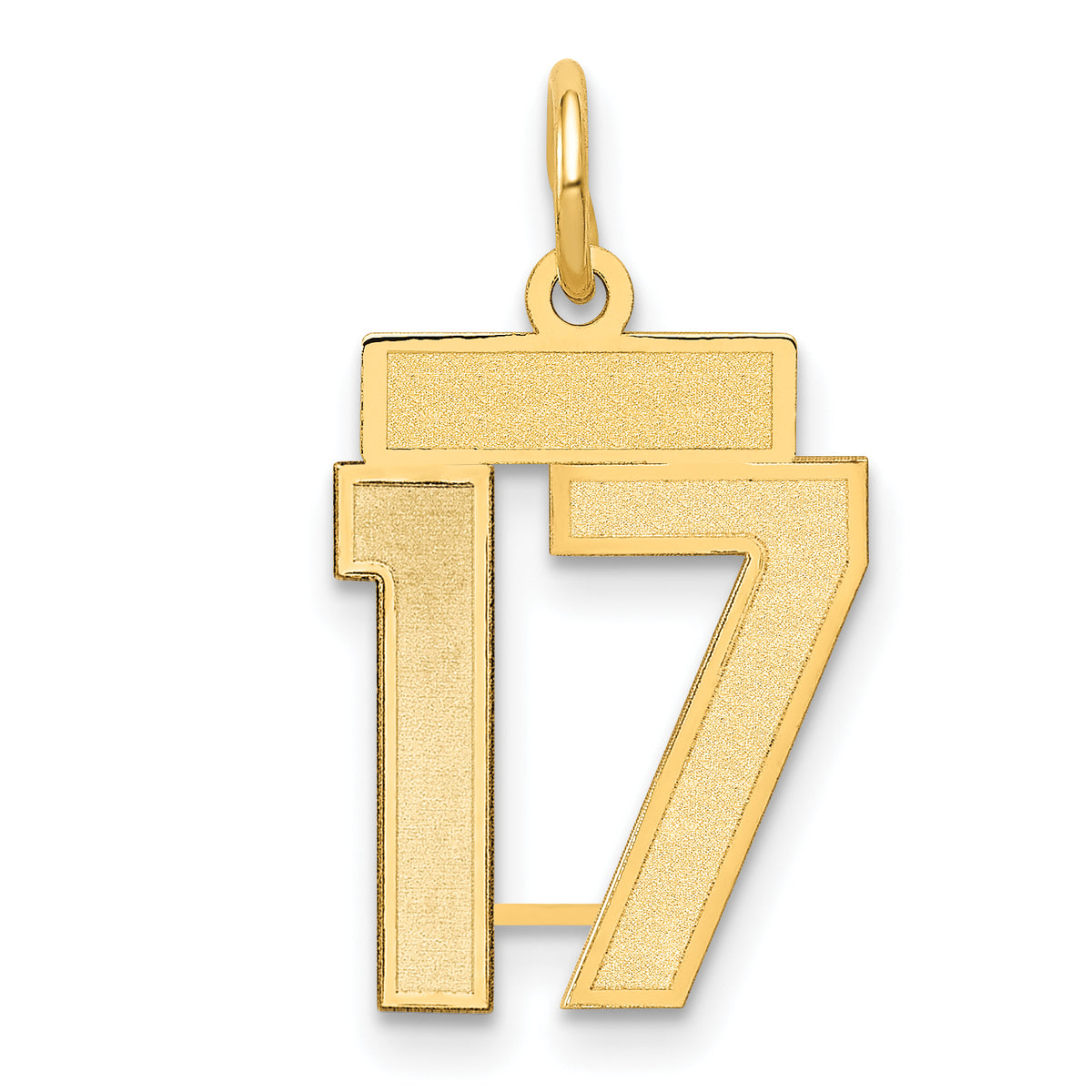 14k Small Satin Number 17 Charm
