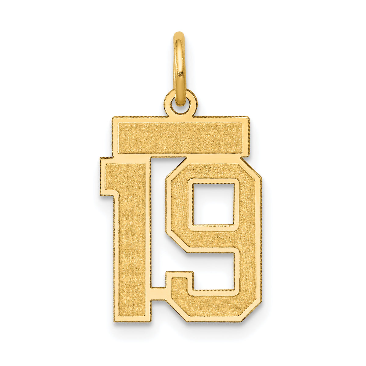 14k Small Satin Number 19 Charm
