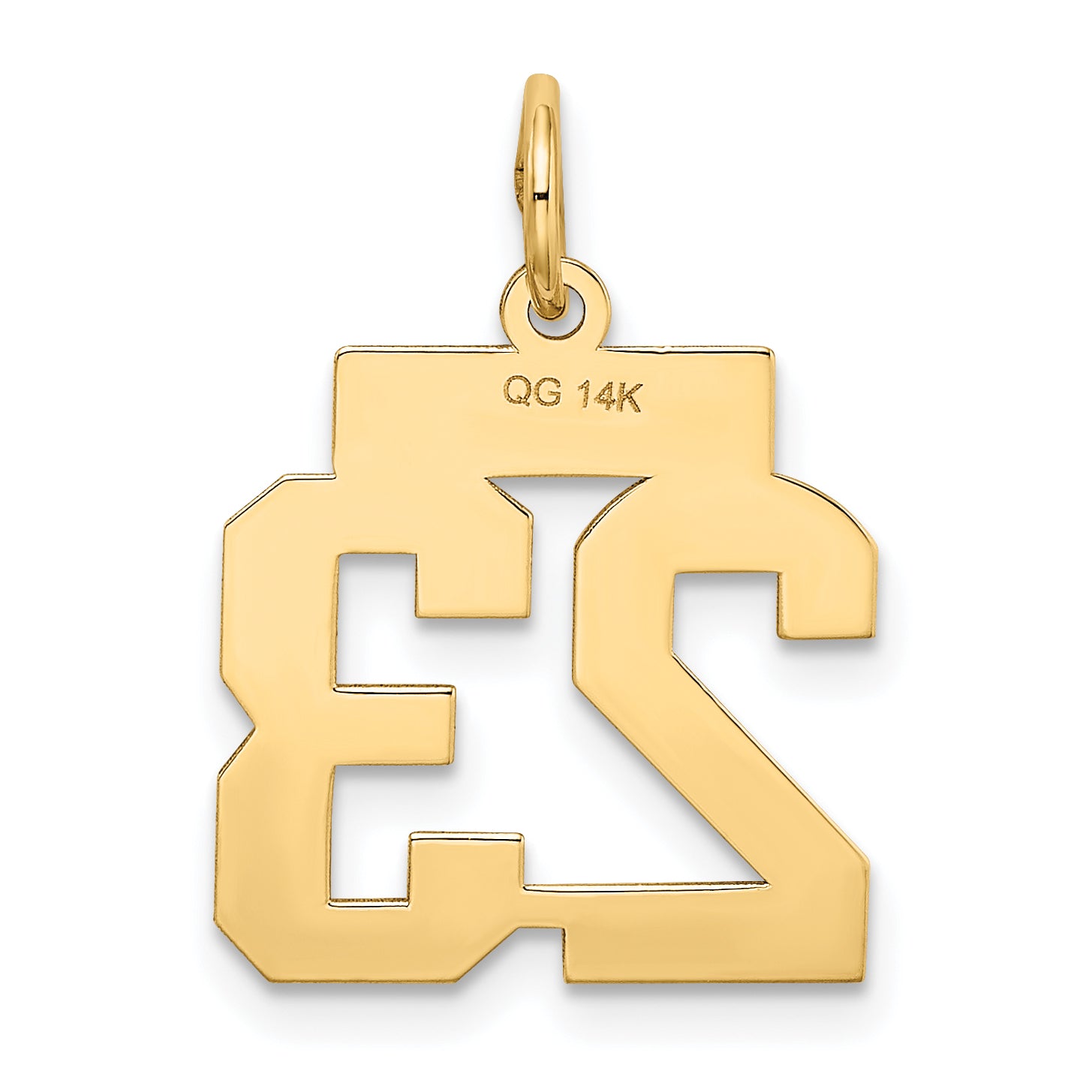 14K Gold Satin Number 23 Charm with Brushed Finish  Small and Elegant