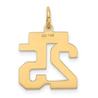 14K Gold Small Satin Number 25 Charm with Brushed Finish