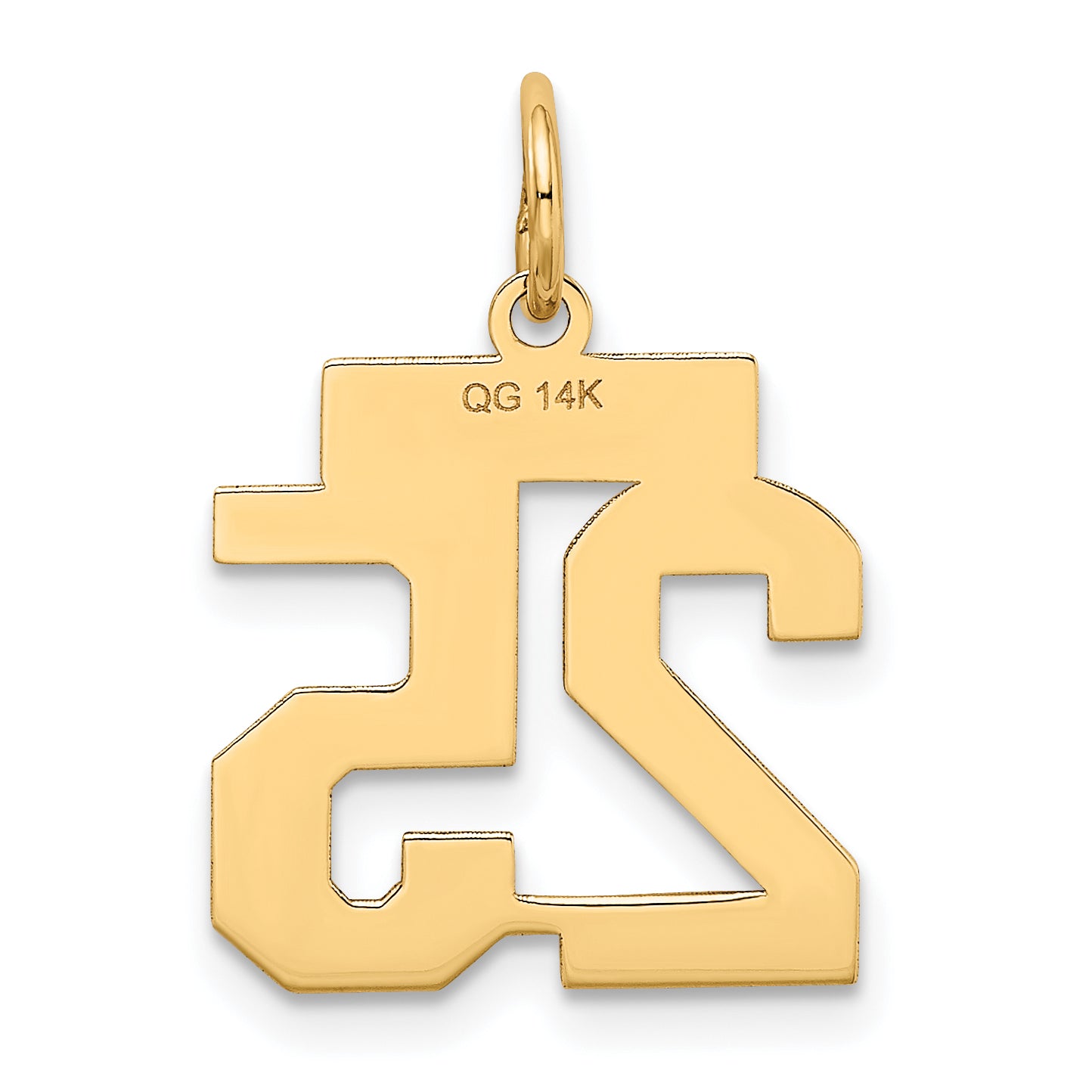 14K Gold Small Satin Number 25 Charm with Brushed Finish