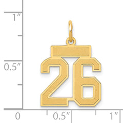 14K Gold Small Satin Number 26 Charm with Brushed Finish