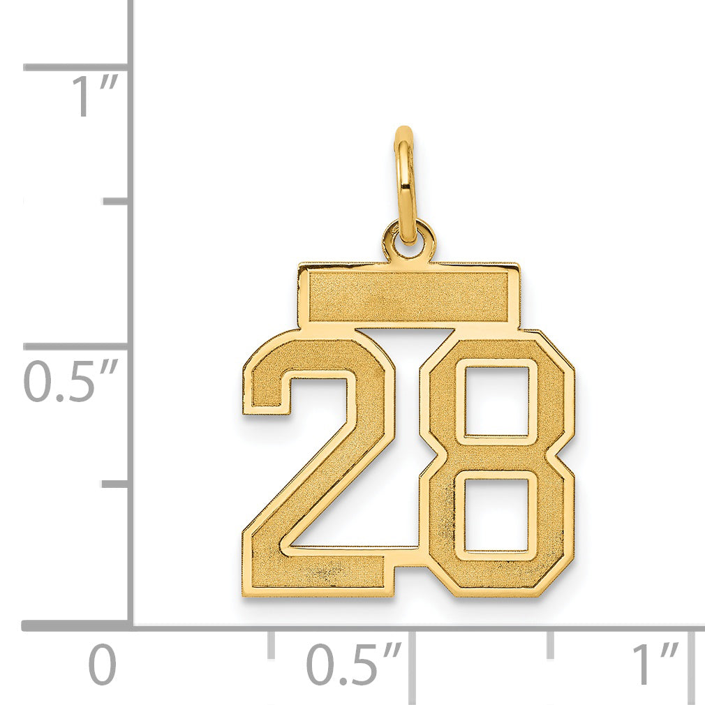 14K Small Satin Number 28 Charm
