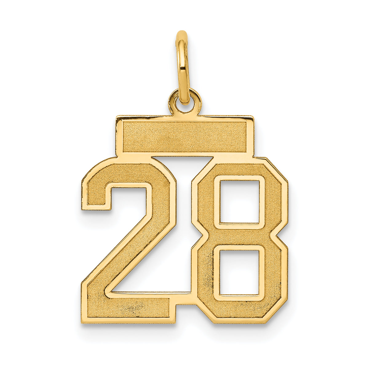 14k Small Satin Number 28 Charm