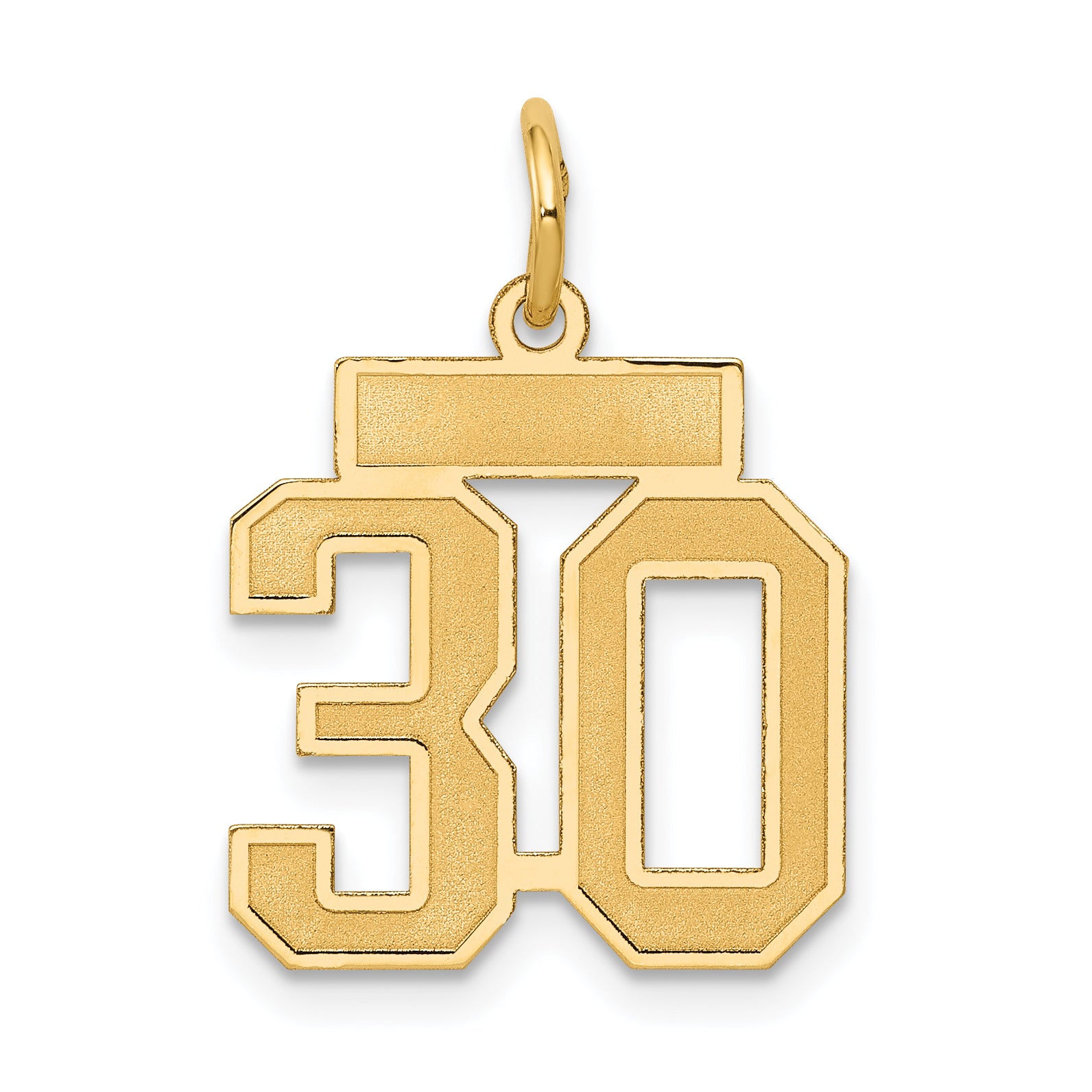 14k Small Satin Number 30 Charm