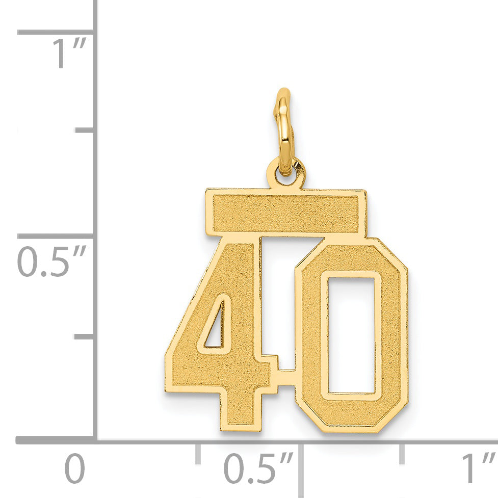 14K Gold Small Satin Number 40 Charm with Brushed Finish