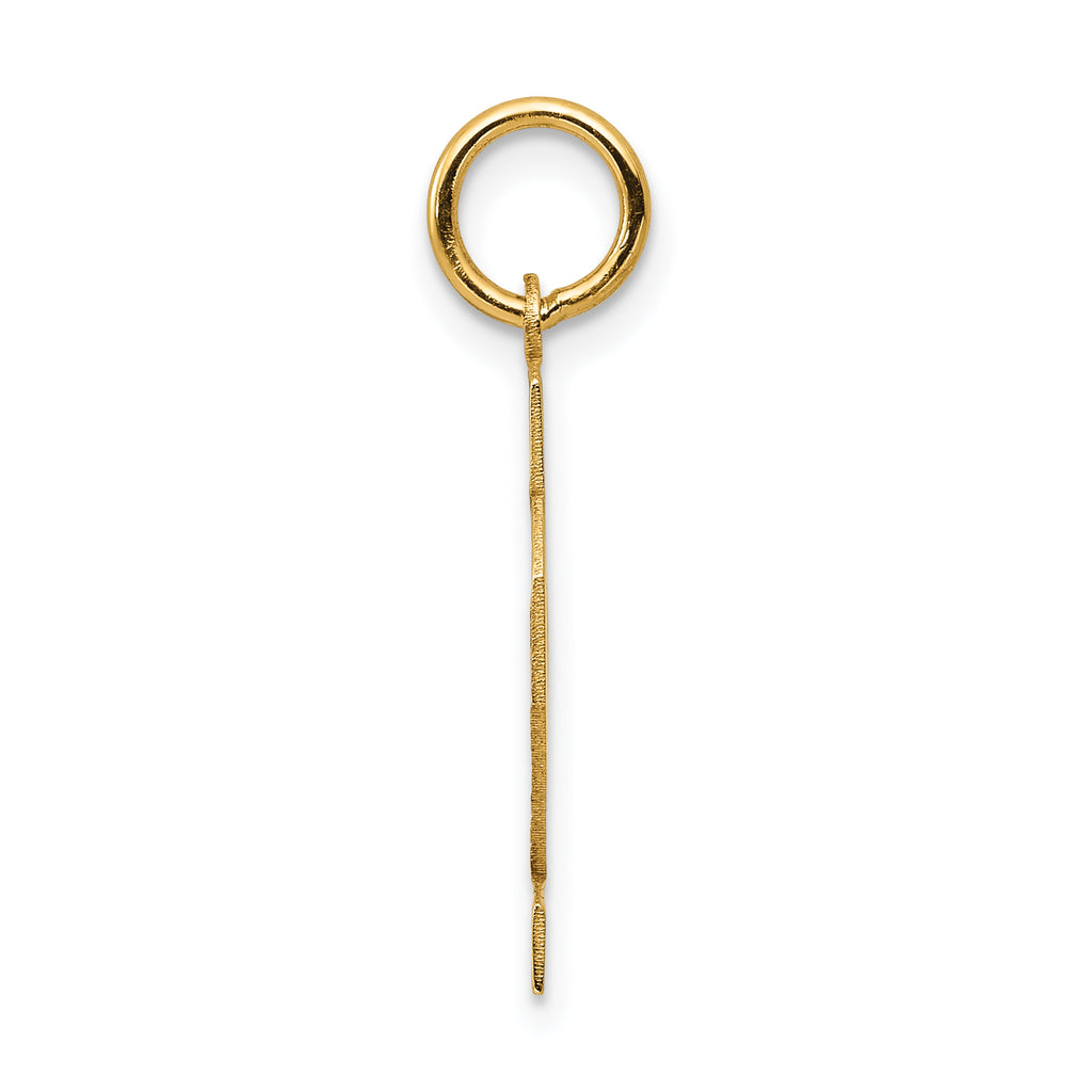 14K Gold Small Satin Number 42 Charm with Brushed Finish