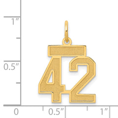 14K Gold Small Satin Number 42 Charm with Brushed Finish