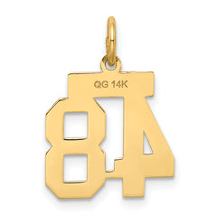 14K Gold Satin Number 48 Charm with Brushed Finish  Small and Elegant