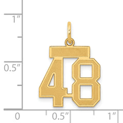 14K Gold Satin Number 48 Charm with Brushed Finish  Small and Elegant