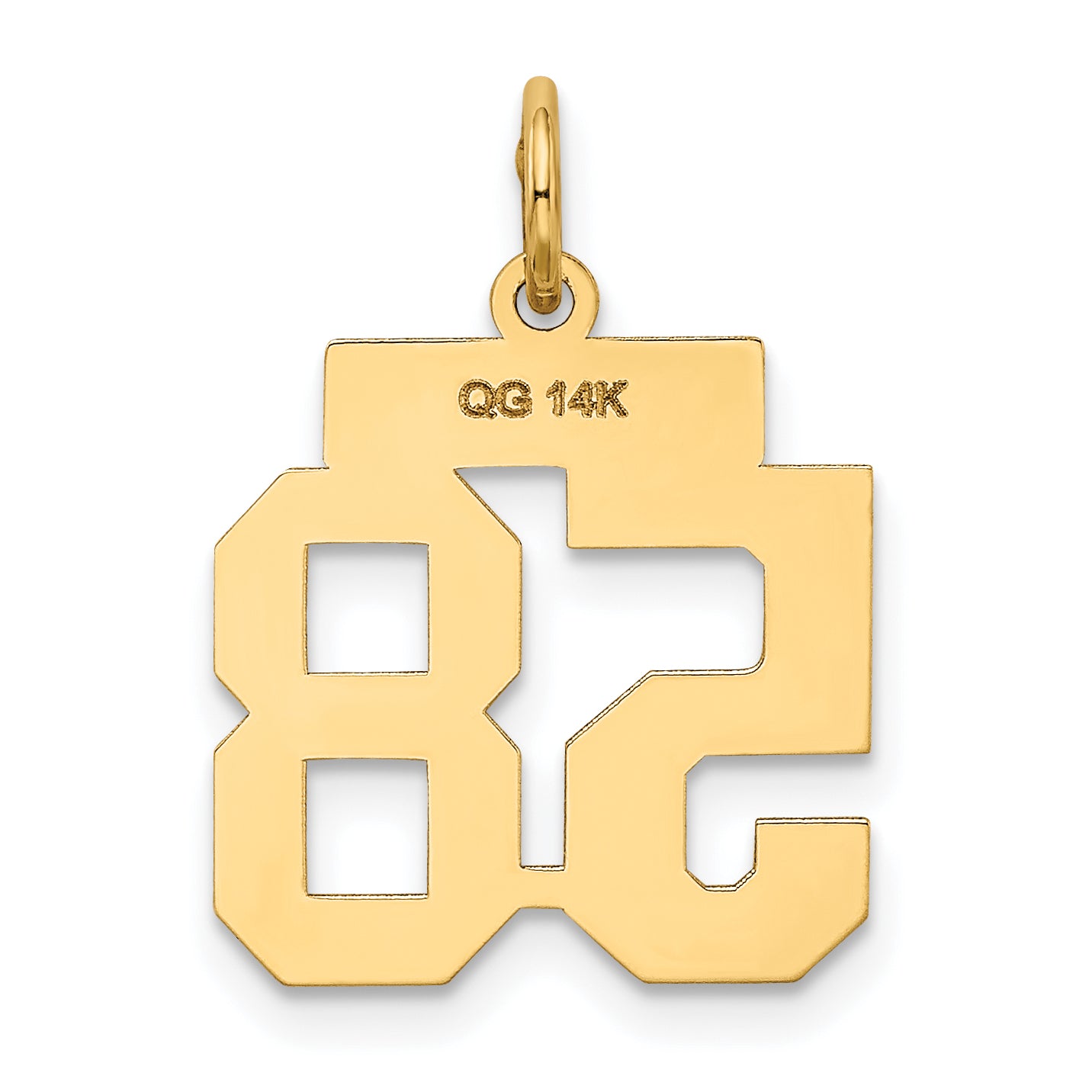 14K Gold Small Satin Number 58 Charm with Brushed Finish  Elegant and Themed Design