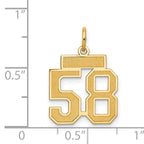 14K Gold Small Satin Number 58 Charm with Brushed Finish  Elegant and Themed Design