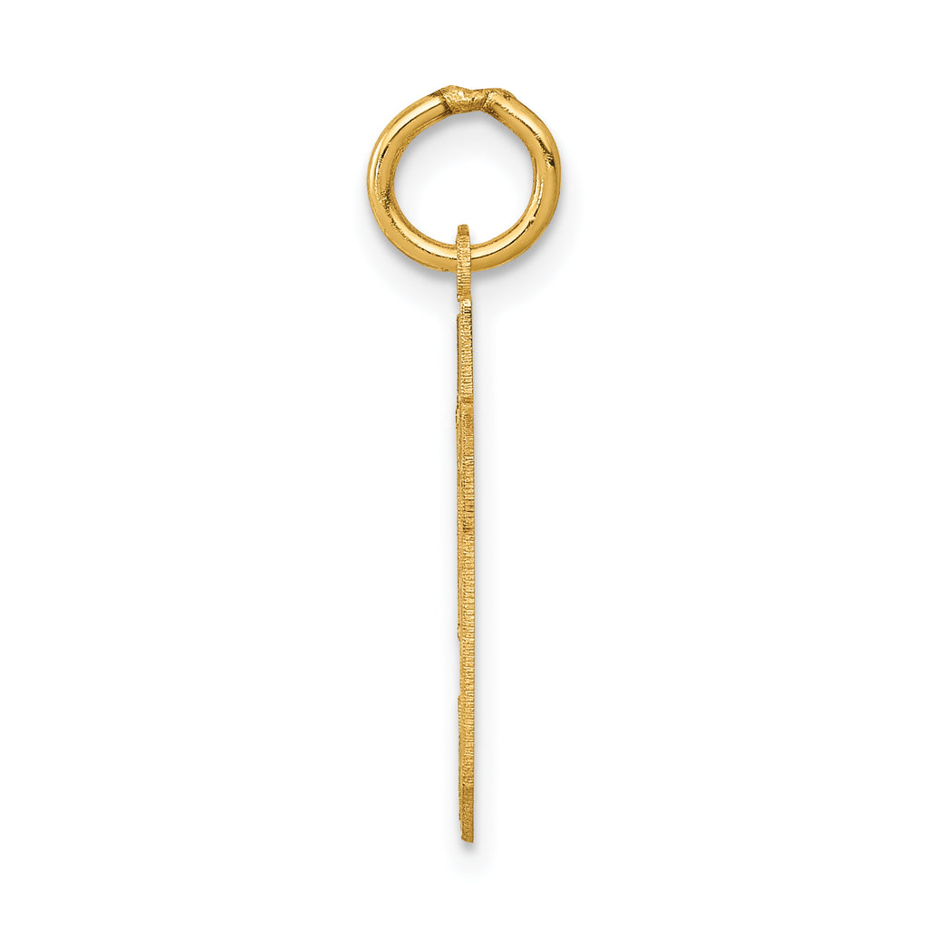 14K Gold Satin Number 59 Charm with Brushed Finish Small, Laser Cut
