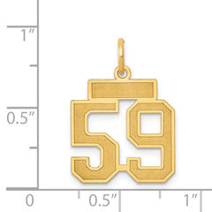 14K Gold Satin Number 59 Charm with Brushed Finish Small, Laser Cut