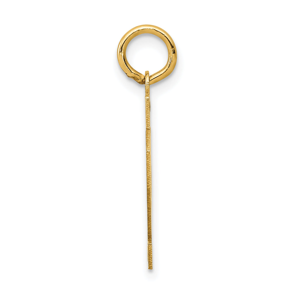 14K Gold Satin Number 62 Charm with Brushed Finish Small
