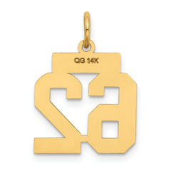 14K Gold Satin Number 62 Charm with Brushed Finish Small