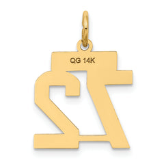 14K Gold Small Satin Number 72 Charm with Brushed Finish