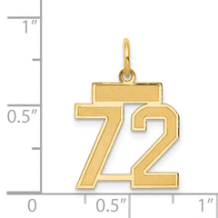 14K Gold Small Satin Number 72 Charm with Brushed Finish