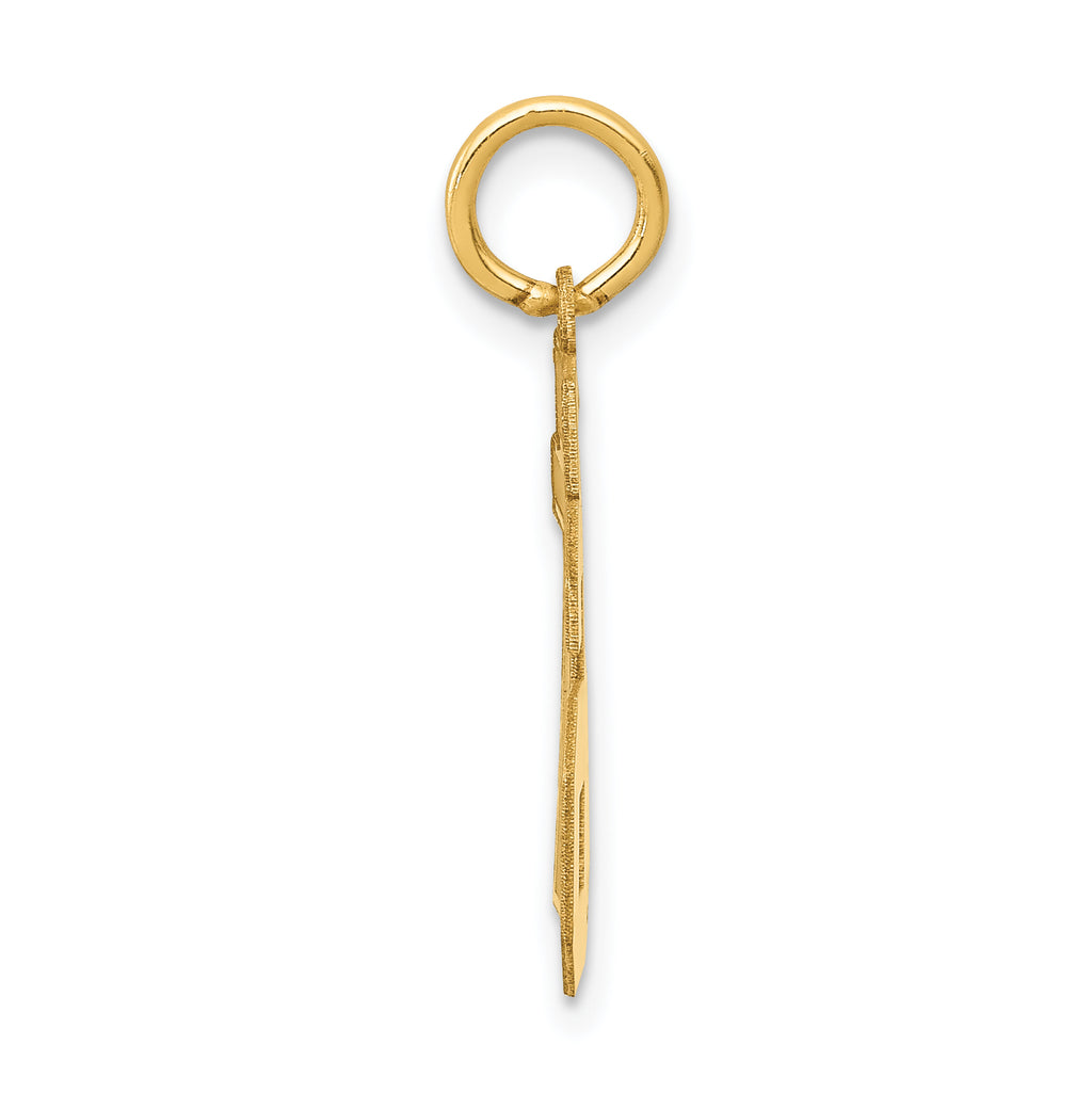 14K Gold Small Satin Number 76 Charm Laser Cut Brushed Finish