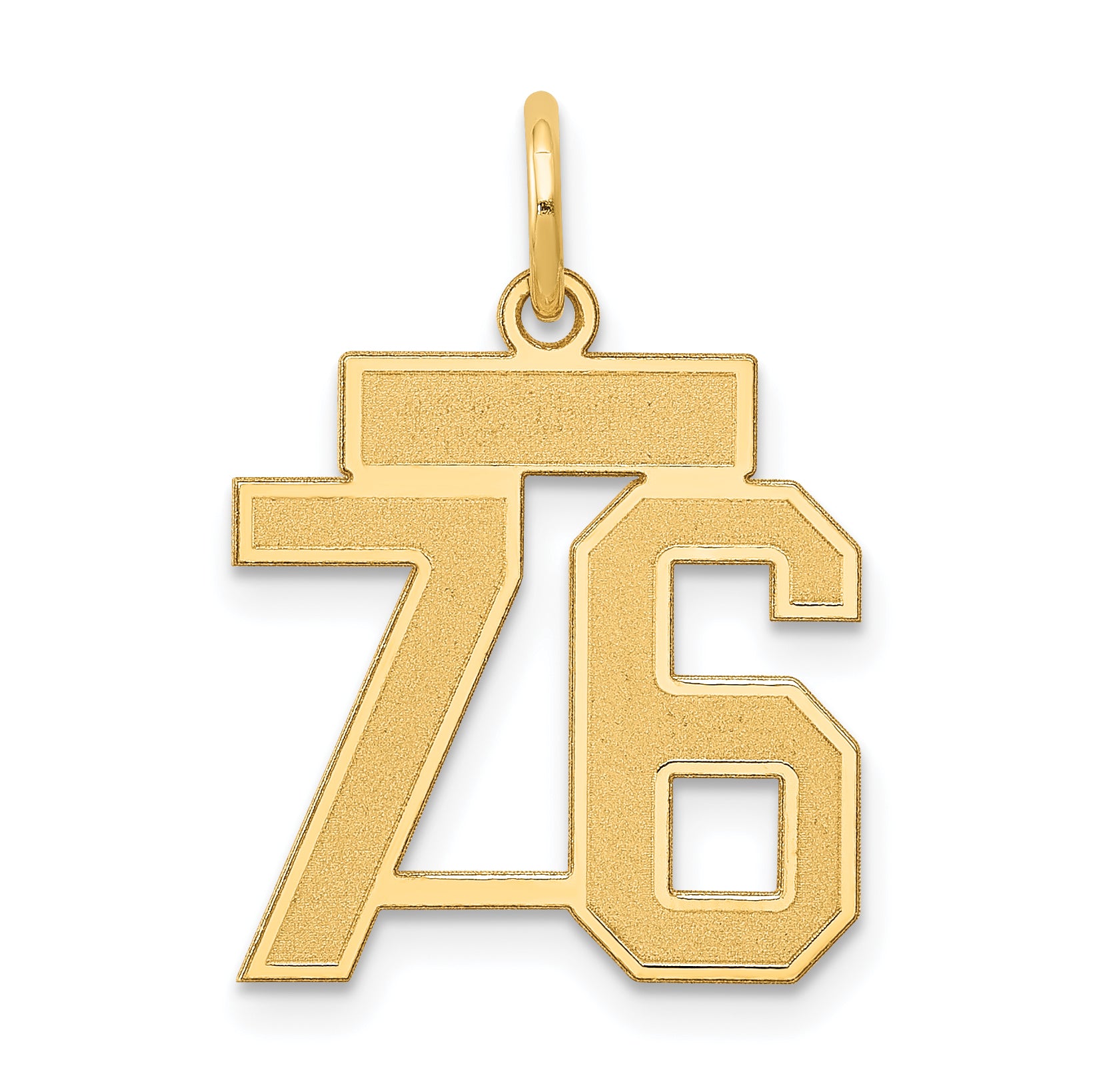 14k Small Satin Number 76 Charm