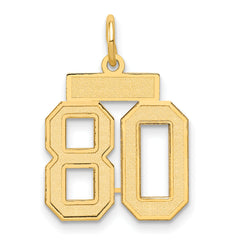 14k Small Satin Number 80 Charm