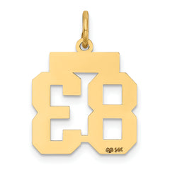 14K Gold Small Satin Number 83 Charm with Brushed Finish