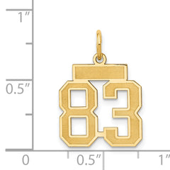 14K Gold Small Satin Number 83 Charm with Brushed Finish
