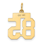 14K Gold Small Satin Number 85 Charm  Brushed Finish, Laser-Cut Design