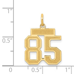 14K Gold Small Satin Number 85 Charm  Brushed Finish, Laser-Cut Design
