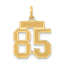 14k Small Satin Number 85 Charm