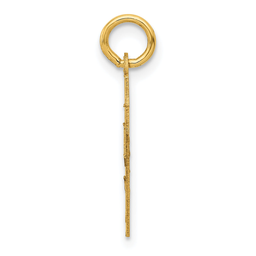 14K Gold Small Satin Number 87 Charm with Brushed Finish