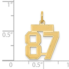 14K Gold Small Satin Number 87 Charm with Brushed Finish
