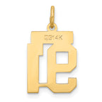 14K Gold Satin Number 91 Charm with Brushed Finish Small Elegance
