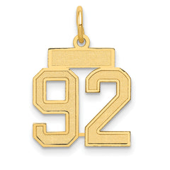 14k Small Satin Number 92 Charm
