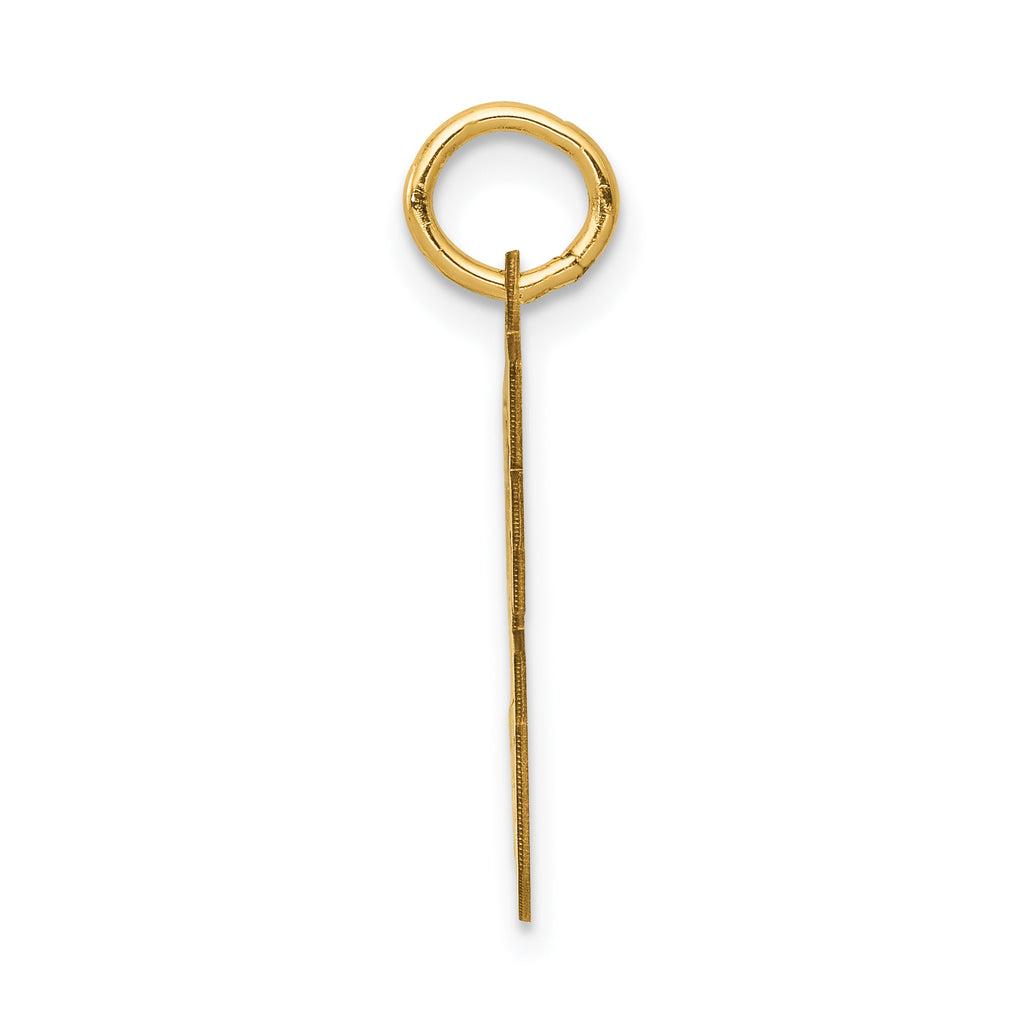 14K Gold Satin Finish Number 96 Charm Small, Brushed, Laser Cut