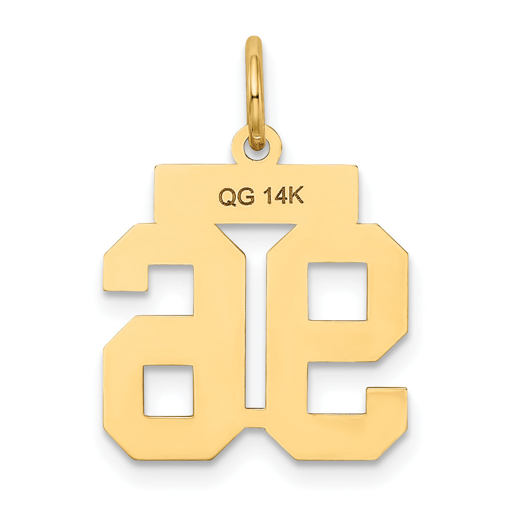 14K Gold Satin Finish Number 96 Charm Small, Brushed, Laser Cut