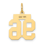 14K Gold Satin Finish Number 96 Charm Small, Brushed, Laser Cut