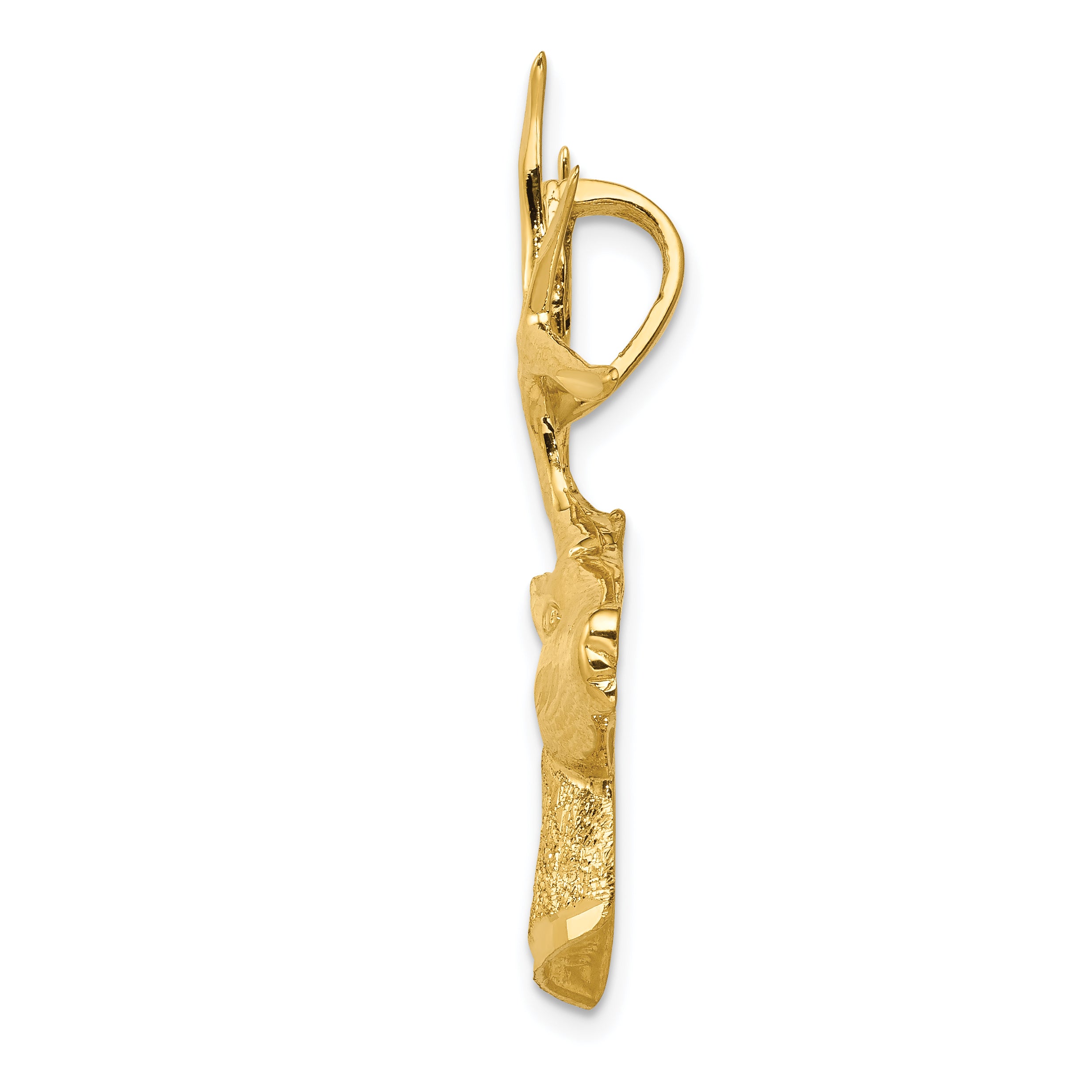 14K Gold Laser Cut Deer Pendant for Men  Polished Solid Design Secondary image