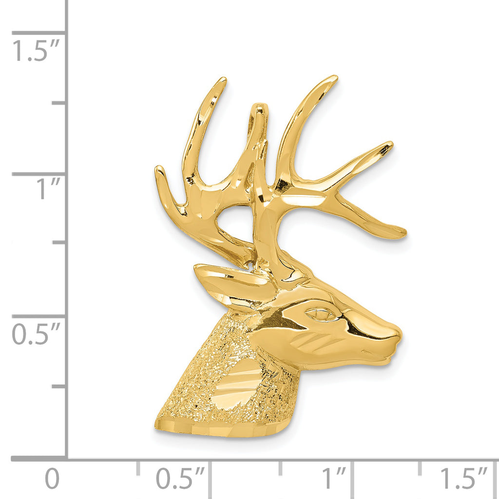 14K Gold Laser Cut Deer Pendant for Men  Polished Solid Design
