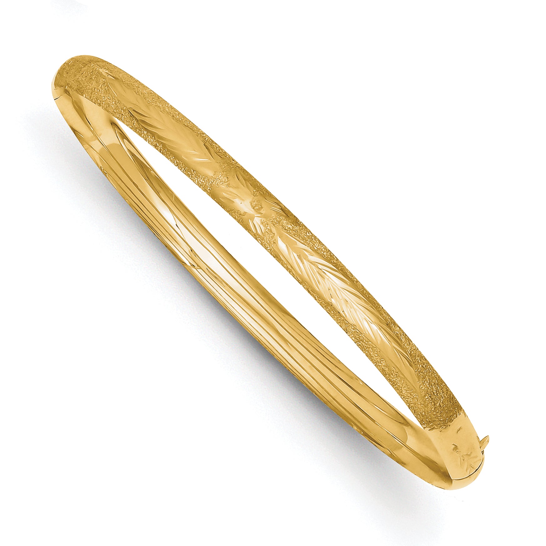 14k 3/16 Oversized Laser Cut Hinged Bangle Bracelet