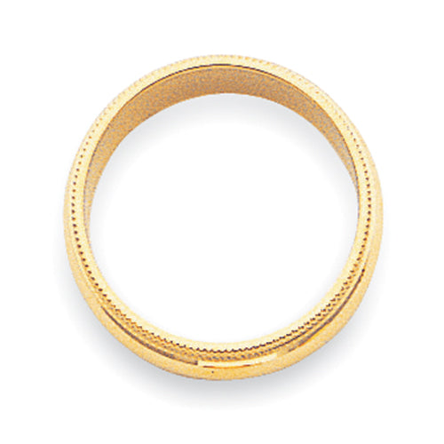 14k Yellow Gold 3mm Milgrain Half Round Wedding Band Size 4