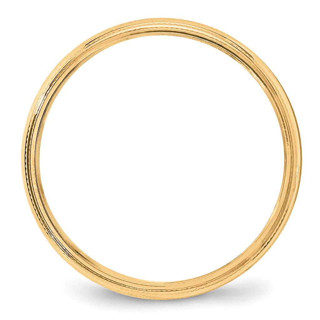 Milgrain Half-Round Wedding Band in 14K Yellow Gold, 4mm