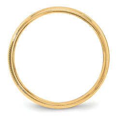 14k Yellow Gold 4mm Milgrain Half Round Wedding Band Size 4 - 4