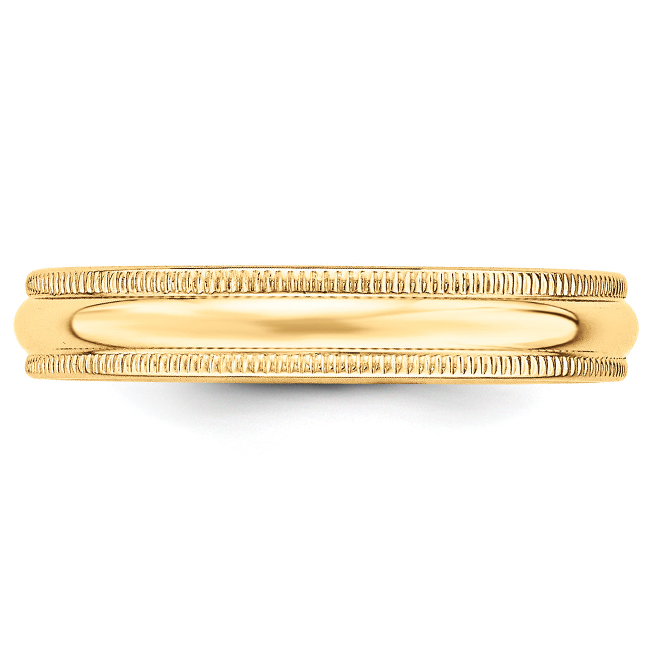 14k Yellow Gold 4mm Milgrain Half Round Wedding Band Size 4 - 4