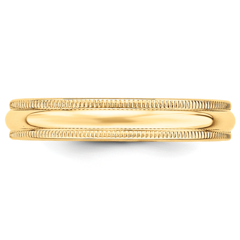 Milgrain Half-Round Wedding Band in 14K Yellow Gold, 4mm