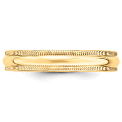 14k Yellow Gold 4mm Milgrain Half Round Wedding Band Size 4 - 4